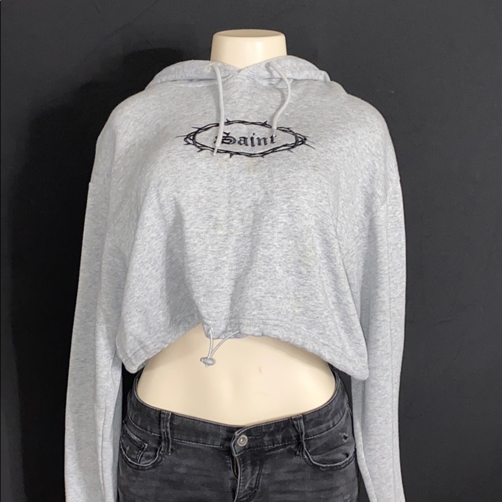 H&M crop top grey hoodie